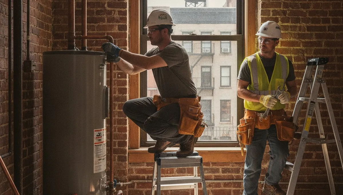 Plumber repairing pipe in Staten Island, NY for reliable plumbing service